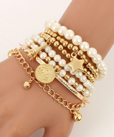 Tocona 6 pièces/ensemble mode or couleur perles perle étoile multicouche perlé Bracelets ensemble pour femmes charme fête bijoux cadeau 5483