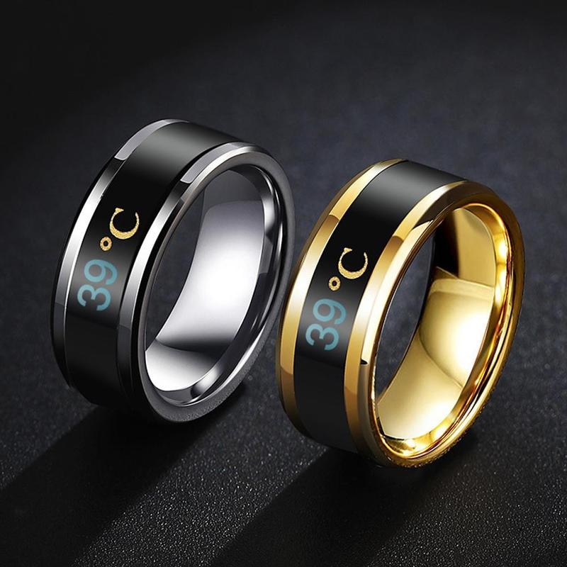 2019 Simple créatif bijoux thermomètre température anneau pour créatif Couple bijoux Smart acier inoxydable bijoux de mariage