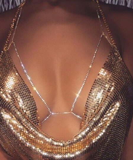 Sexy strass soutien-gorge chaîne plage bijoux corps brillant cristal livraison directe soutien-gorge poitrine harnais Bikini corps chaîne bijoux