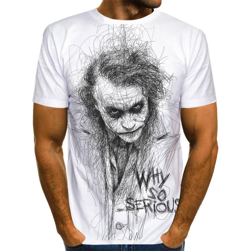2020 Summer Clown white Joker 3D Printed T Shirt Men Joker Face Casual Male tshirt Clown Short Sleeve