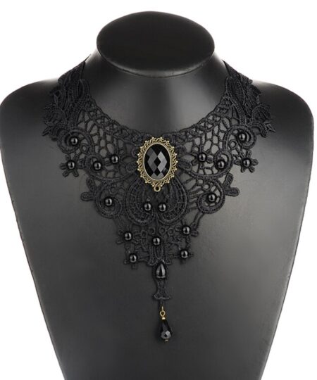 Dentelle noire et perles tour de cou victorien Steampunk Style gothique collier collier cadeau