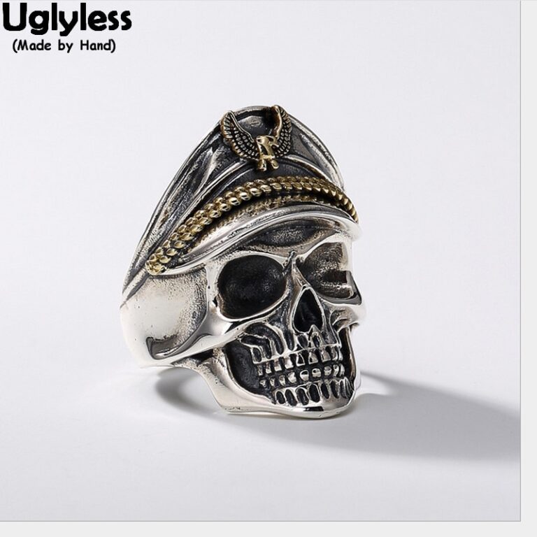 Uglyless 100% véritable solide 925 argent Sterling général crâne anneaux pour hommes gothique squelette anneau ouvert courant Punk Thai argent bijou