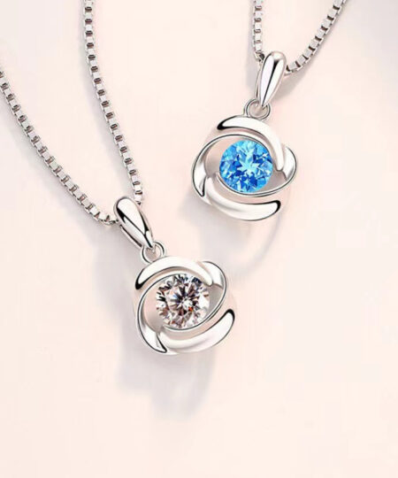 Blue Crystal Pendant Female Zircon S925 Sliver Color Necklace Colgante Sapphire Jewelry Bizuteria Pendant Pierscionki Gemstone