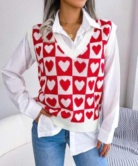 Heart Wave Knit Vest